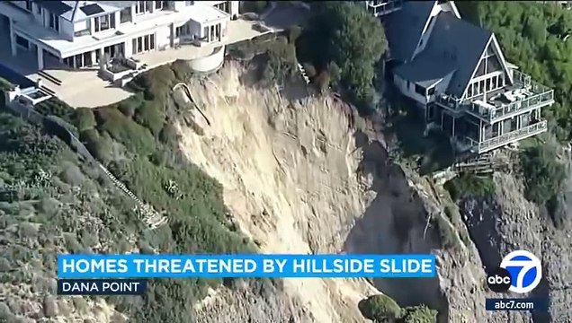 NEW - A $16 million mansion is on the verge of falling off a cliff into the ocean in Dana Point, California.