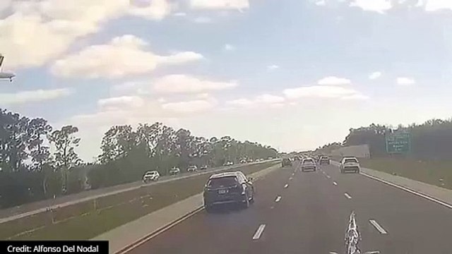 JUST IN Dash-cam footage released of the Bombardier Challenger 600 jet crash on Interstate 75 in Naples, Florida just minutes away from the Naples Airport