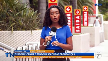 Suspeito tenta esfaquear seguranças após furtar picanha e uísque
