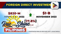Pinakamataas na Foreign Direct Investments matapos ang halos dalawang taon, naitala ng BSP noong Nobyembre