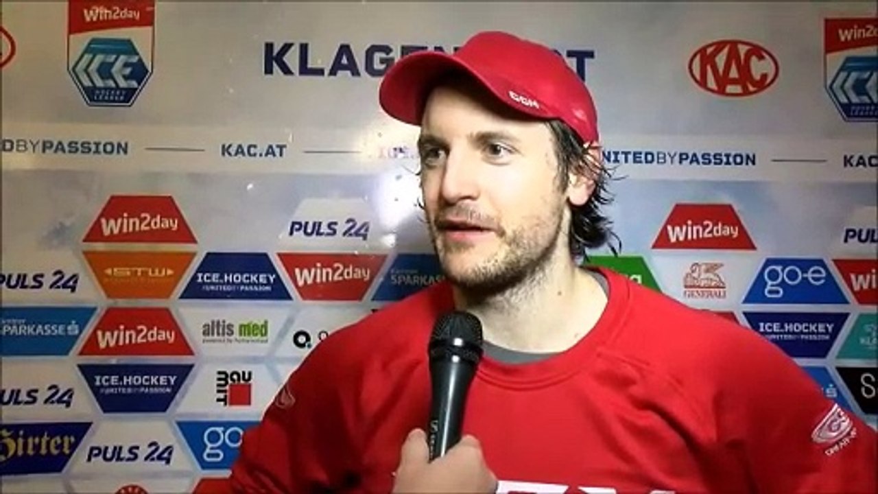 Manuel Ganahl (KAC) nach dem Sieg gegen Fehervar