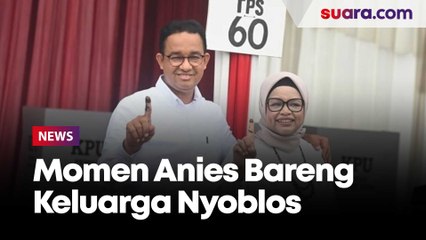 Momen Anies Bareng Keluarga Nyoblos di TPS 60 Lebak Bulus, Kompak Pose 1 Jari
