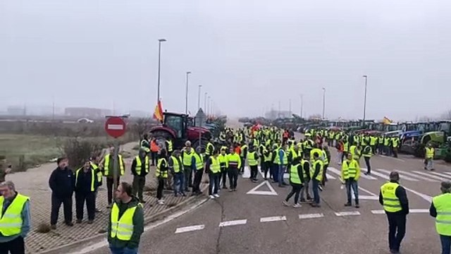 Concentración agraria en la calle Vendimia de Aranda de Duero.
