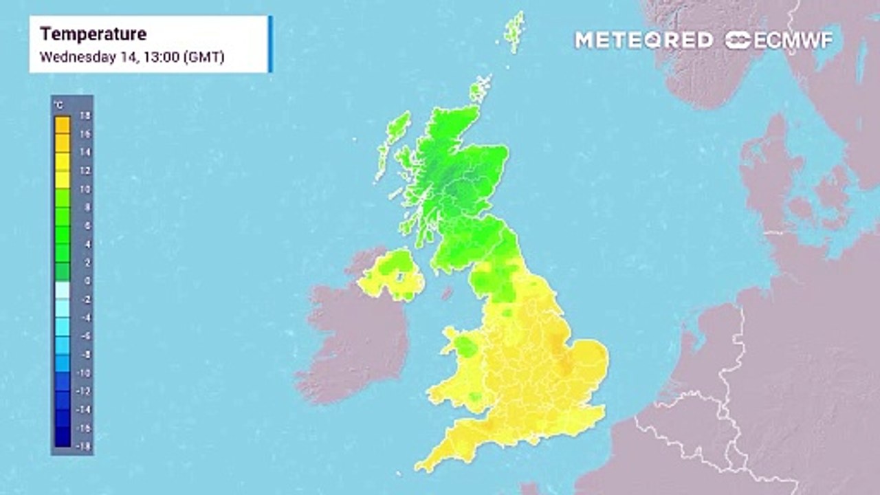 UK Temperatures for the next few days based on the ECWMF forecast model