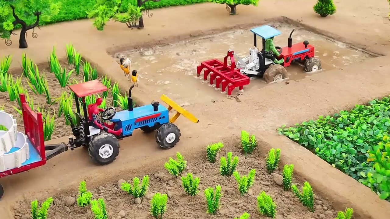 diy mini tractor dengerous stuck in mud with plough machine _ science project _  @sanocreator