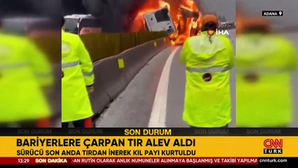 Görüntüler Adana'dan: Alev topuna döndü! Yolcular tahliye edildi