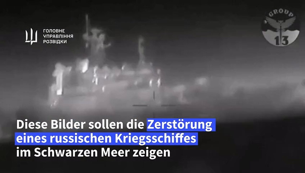 Drohnenbilder sollen Zerstörung von russischem Kriegsschiff zeigen