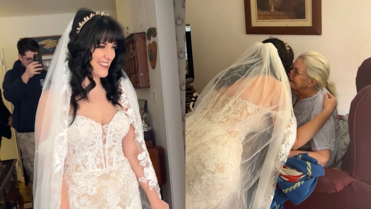 Bride Surprises 97-Year-Old Grandma In Wedding Dress After She Couldn't Make Wedding | Happily TV