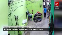 Cámara de seguridad graba detención del presunto asesino de 3 jóvenes en bar Hope en Tabasco