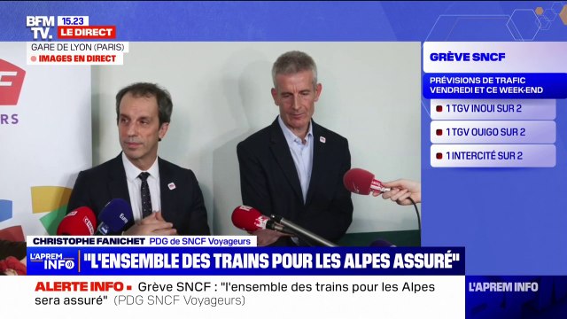 Grève SNCF: 100% des clients seront prévenus aujourd'hui de l'annulation ou du maintien de leur train assure Christophe Fanichet, PDG de SNCF Voyageurs