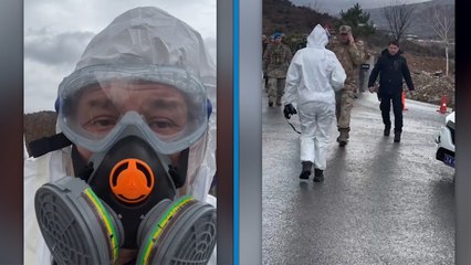 Özel maske ve kıyafetlerle Erzincan'a giden Ümit Özdağ, maden sahasına almadı