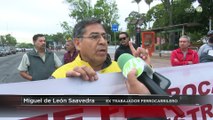 Ex trabajadores ferrocarrileros bloquean calles de Guadalajara para exigir pagos de indemnizaciones