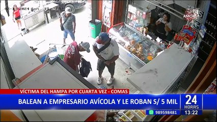 Terror en Comas: delincuente balea a empresario avícola para robarle 5 mil soles