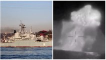 Video of Russian naval ship explosion shows a much-needed win for Ukraine