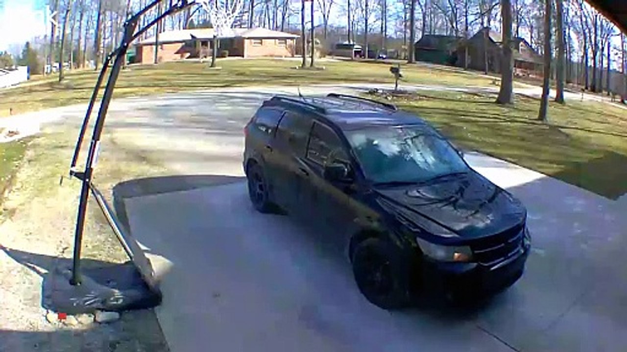 Close Call Basketball Hoop Almost falls on Car Caught on Blink Camera | Doorbell Camera Video