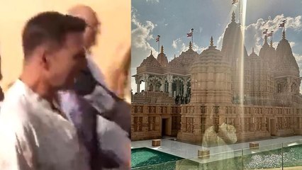 Akshay Kumar Visits UAE Hindu Temple Inauguration Inside Video Viral,सफेद कुर्ते में...
