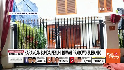 Karangan Bunga Ucapan Selamat Penuhi Kediaman Prabowo Subianto di Kertanegara