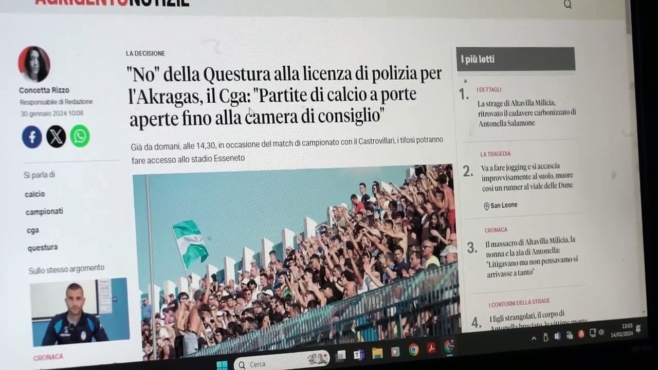 Signor Questore basta stronzate contro la nostra AKRAGAS calcio