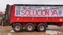 La Comunidad de Regantes Macías Picavea en el inicio de la tractorada en la Mudarra