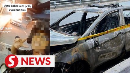 Delivery rider nabbed for vandalism and setting auxiliary police car on fire