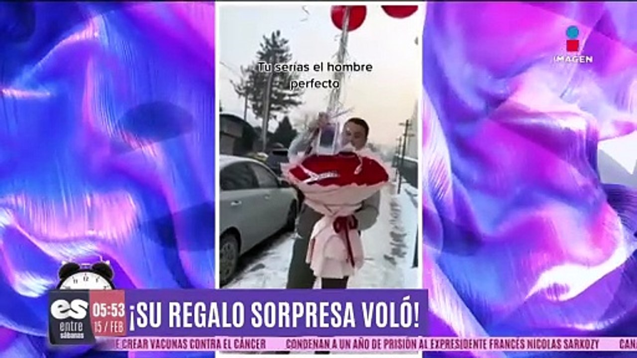 Regalo sorpresa de San Valentín sale volando