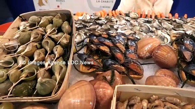 Salon Vinexpo Paris2024. Dégustations de crustacés en mariage avec des vins du Centre Loire. Paris/France - 14 Février 2024