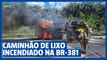 Bombeiros apagam incêndio de caminhão tombado na BR-381, em Sabará