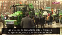 Protestas de agricultores ante el Ministerio de Agricultura, Pesca y Alimentación