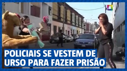 Policiais se vestem de urso para predenderem duas traficantes