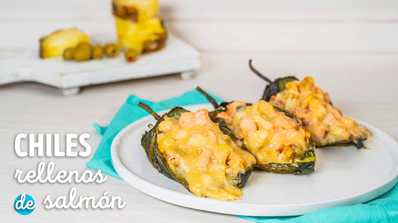 Chiles rellenos de alambre de salmón, receta para Cuaresma