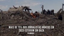 Mais de 75% dos jornalistas mortos em 2023 estavam em Gaza