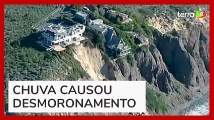 Deslizamento de terra deixa mansões 'tombadas' à beira do precipício na Califórnia