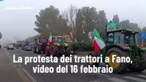 La protesta dei trattori a Fano, video del 16 febbraio
