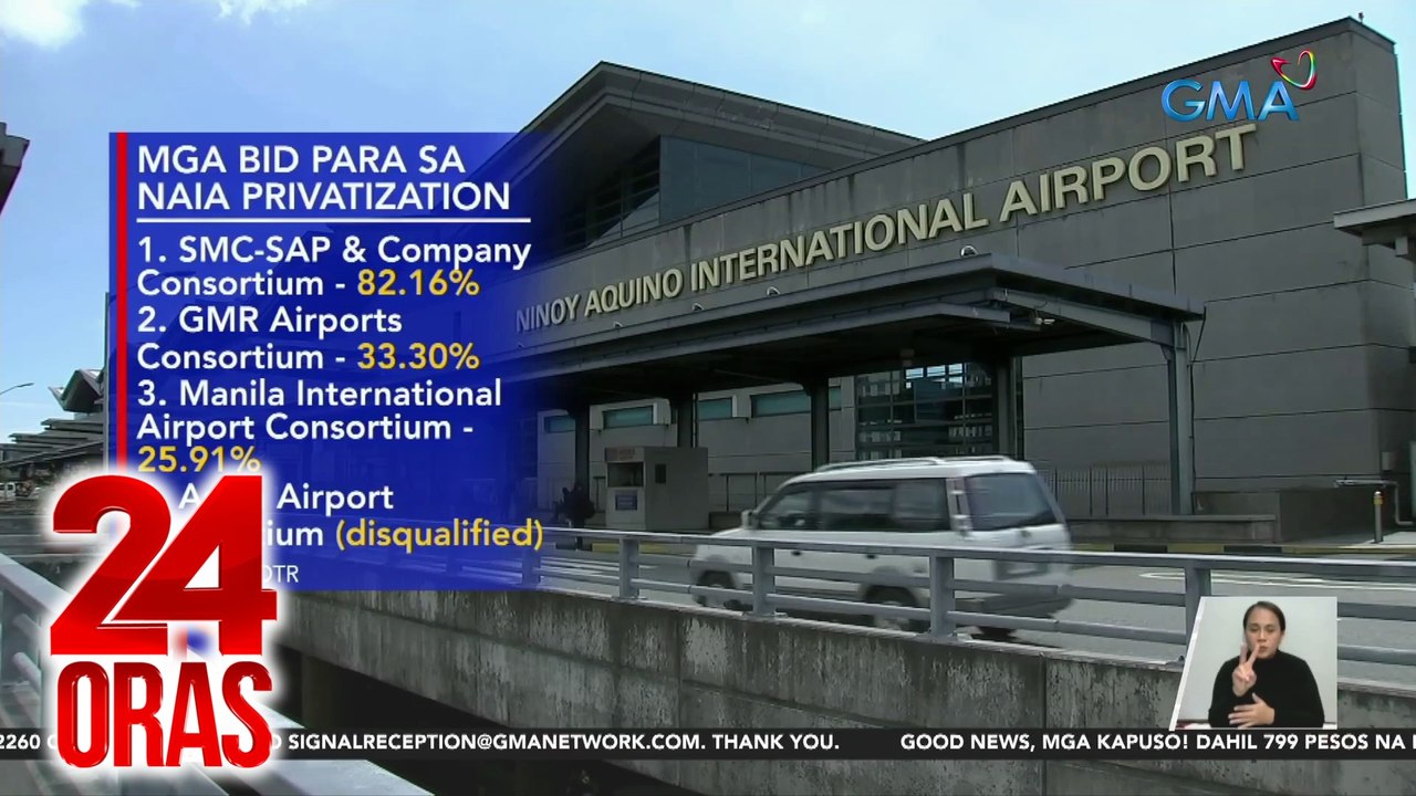SMC-SAC, napiling mag-ayos at mag-operate ng NAIA; highest bid ang 82.16% ng kita na ibabayad sa gobyerno | 24 Oras