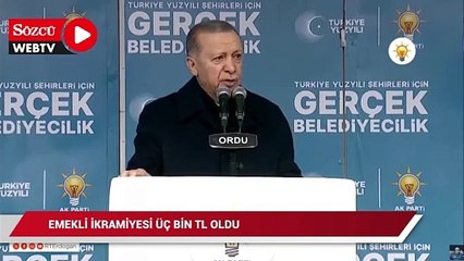 Erdoğan açıkladı: Emekli ikramiyesi üç bin TL oldu