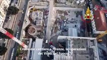 Crollo cantiere Firenze, le operazioni di ricerca dispersi dei vigili del fuoco