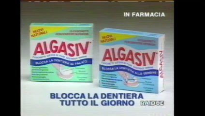 Pubblicità/Bumper anni 90 RAI 2 - Cuscinetti Adesivi Algasiv