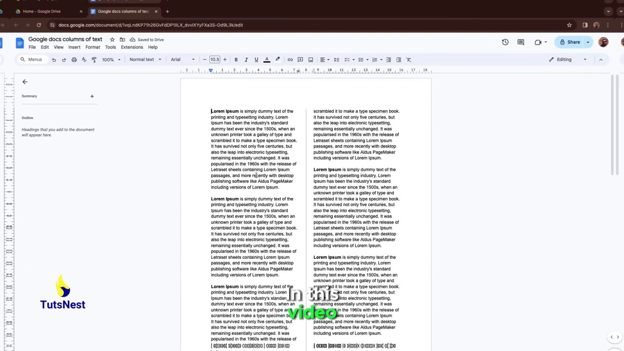 Google Docs : How To Create Columns Of Text