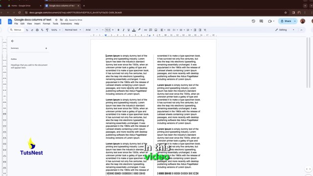 Google Docs : How To Create Columns Of Text