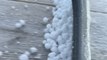 Man discovers the art of collecting inedible Dippin' Dots while scraping snow off of table