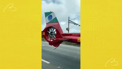 Motociclista de 65 anos é socorrido de helicóptero em estado grave após batida contra caminhão na BR-277