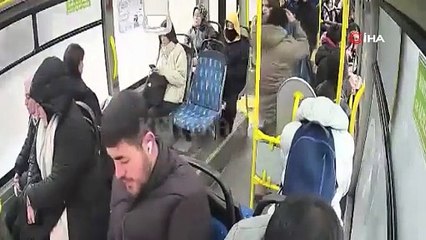 Halk otobüsünde panik dolu anlar!