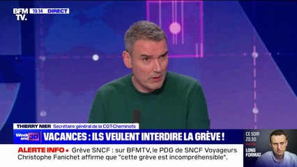 Grève à la SNCF: "Nous sommes disposés à rentrer à nouveau en négociations si la direction le souhaite", affirme Thierry Nier (secrétaire général de la CGT-Cheminots)