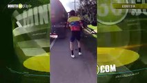 Camionero ataca a un ciclista con un palo