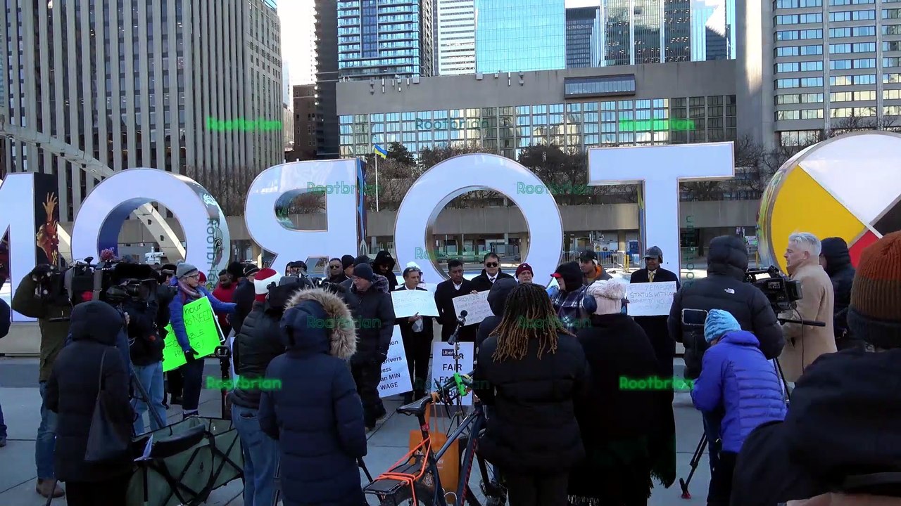Gig Workers/Rideshare driver's strike/rally at Nathan Phillips Square (uber/lyft/skip/doordash)