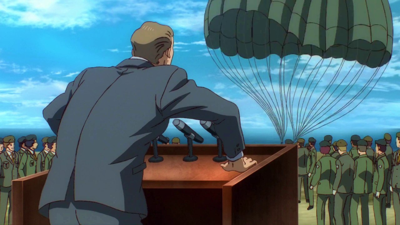 Gundam G no Reconguista - Gusion parachuting