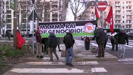 Video herunterladen: Milano, presidio palestinese sotto la Rai: 