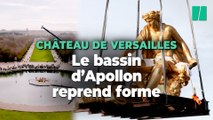 Au Château de Versailles, Apollon et ses tritons volent dans le ciel avant de retrouver leur fontaine