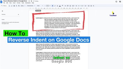 How To Reverse Indent On Google Docs