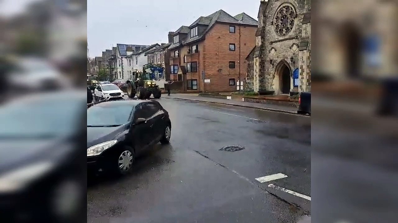 Farmers made their way down Maison Dieu Road during protests through Dover
